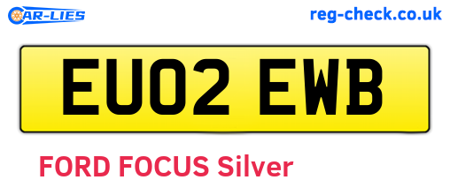 EU02EWB are the vehicle registration plates.
