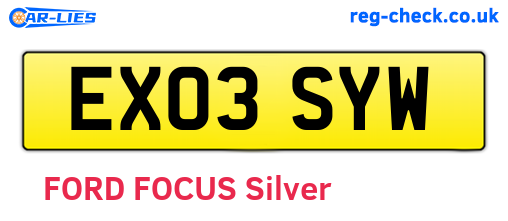 EX03SYW are the vehicle registration plates.