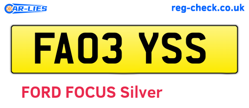FA03YSS are the vehicle registration plates.