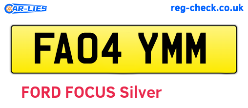 FA04YMM are the vehicle registration plates.