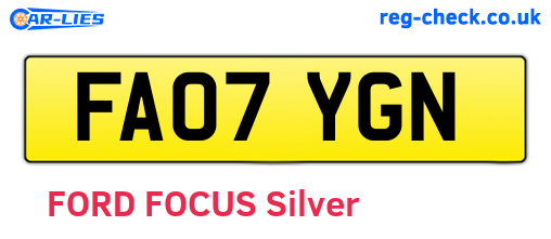 FA07YGN are the vehicle registration plates.