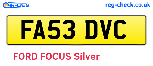 FA53DVC are the vehicle registration plates.