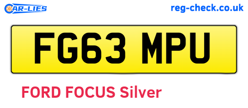 FG63MPU are the vehicle registration plates.