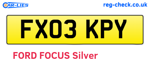 FX03KPY are the vehicle registration plates.