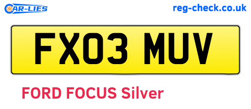 FX03MUV are the vehicle registration plates.