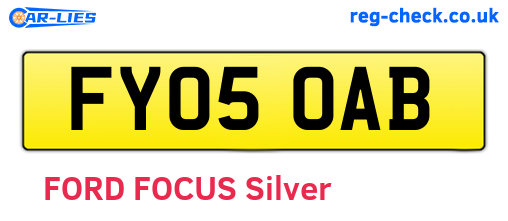 FY05OAB are the vehicle registration plates.