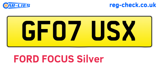 GF07USX are the vehicle registration plates.