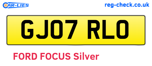 GJ07RLO are the vehicle registration plates.