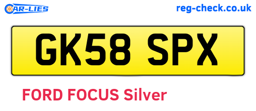 GK58SPX are the vehicle registration plates.