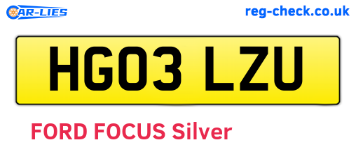 HG03LZU are the vehicle registration plates.