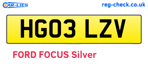 HG03LZV are the vehicle registration plates.