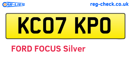 KC07KPO are the vehicle registration plates.