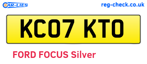 KC07KTO are the vehicle registration plates.