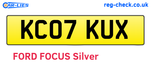 KC07KUX are the vehicle registration plates.