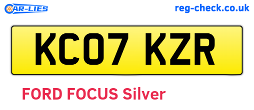 KC07KZR are the vehicle registration plates.