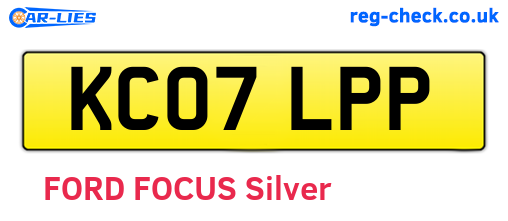 KC07LPP are the vehicle registration plates.
