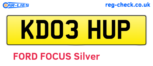 KD03HUP are the vehicle registration plates.