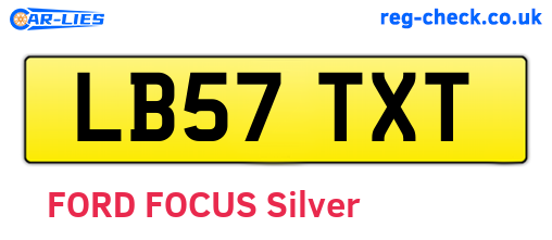LB57TXT are the vehicle registration plates.