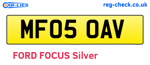 MF05OAV are the vehicle registration plates.