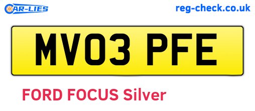 MV03PFE are the vehicle registration plates.