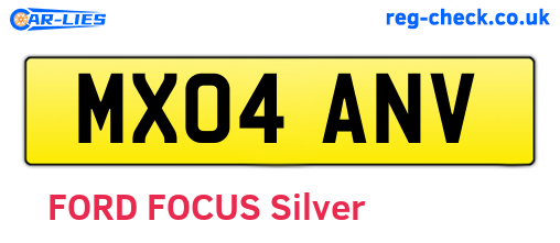 MX04ANV are the vehicle registration plates.