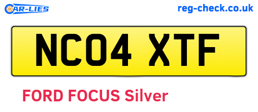 NC04XTF are the vehicle registration plates.