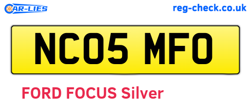 NC05MFO are the vehicle registration plates.