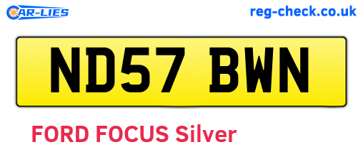 ND57BWN are the vehicle registration plates.