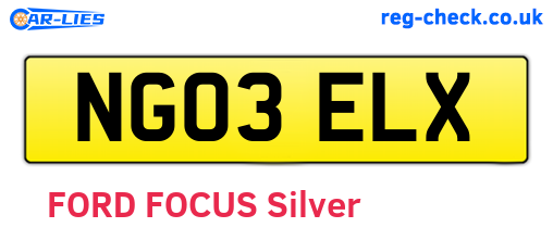 NG03ELX are the vehicle registration plates.