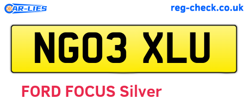 NG03XLU are the vehicle registration plates.