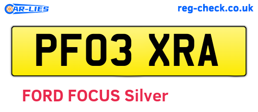 PF03XRA are the vehicle registration plates.