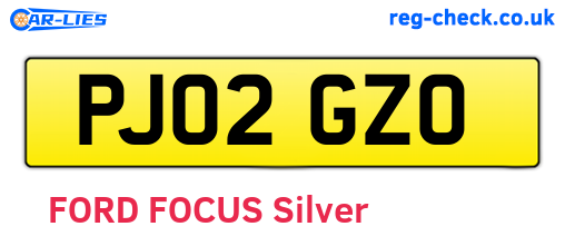 PJ02GZO are the vehicle registration plates.