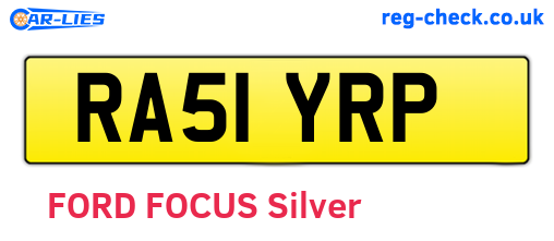 RA51YRP are the vehicle registration plates.