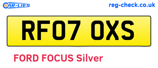 RF07OXS are the vehicle registration plates.