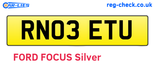 RN03ETU are the vehicle registration plates.