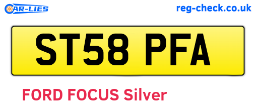 ST58PFA are the vehicle registration plates.