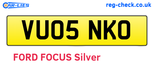 VU05NKO are the vehicle registration plates.