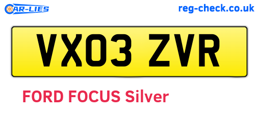 VX03ZVR are the vehicle registration plates.