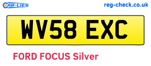 WV58EXC are the vehicle registration plates.