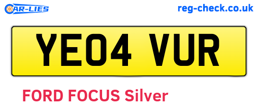 YE04VUR are the vehicle registration plates.