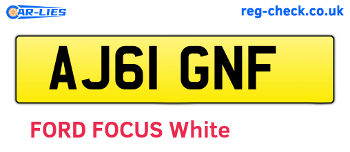 AJ61GNF are the vehicle registration plates.