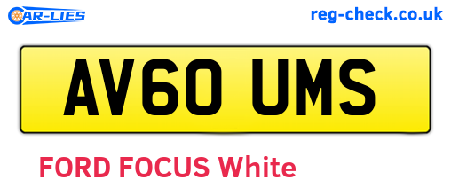 AV60UMS are the vehicle registration plates.
