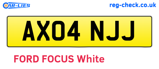 AX04NJJ are the vehicle registration plates.