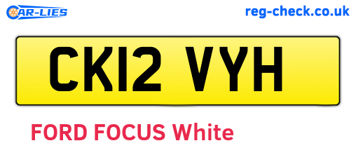 CK12VYH are the vehicle registration plates.