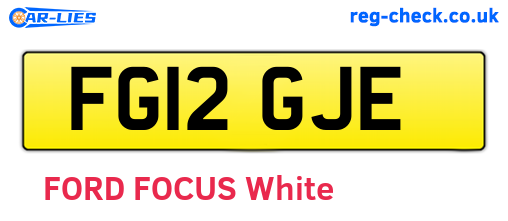 FG12GJE are the vehicle registration plates.