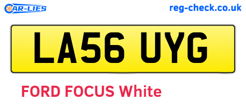 LA56UYG are the vehicle registration plates.