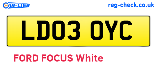 LD03OYC are the vehicle registration plates.