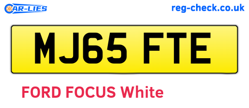MJ65FTE are the vehicle registration plates.