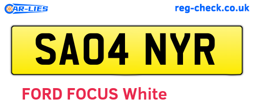 SA04NYR are the vehicle registration plates.