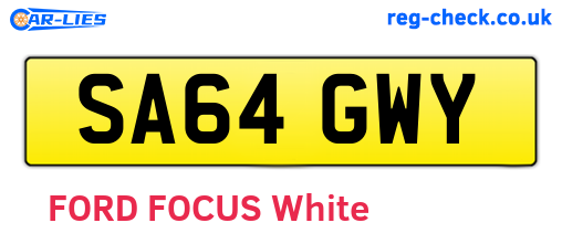 SA64GWY are the vehicle registration plates.